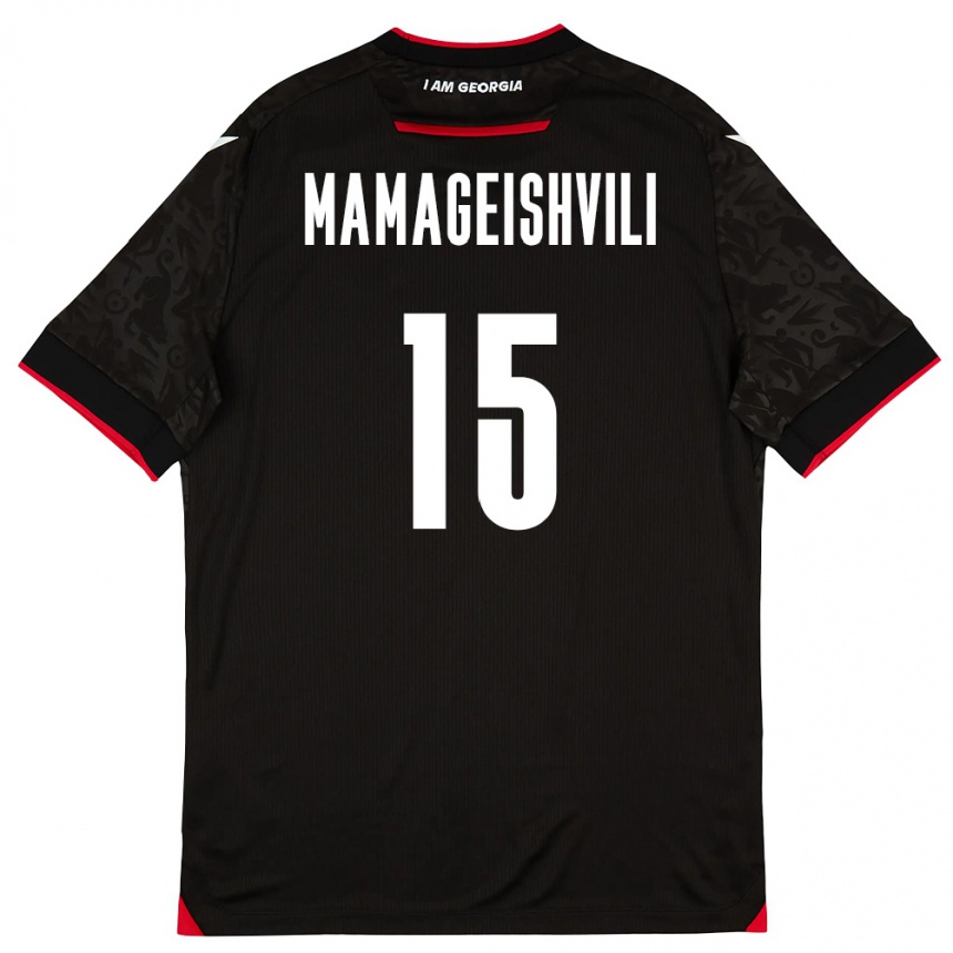 נשים כדורגל גאורגיה Gizo Mamageishvili #15 שחור לבן אדום הרחק ג'רזי 26-28