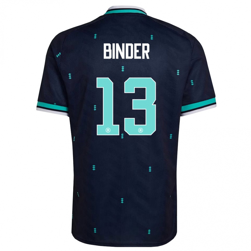 נשים כדורגל גרמניה Tim Binder #13 כהה כחול שמיים לבן הרחק ג'רזי 26-28