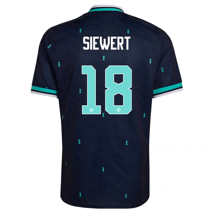 נשים כדורגל גרמניה Joschua Siewert #18 כהה כחול שמיים לבן הרחק ג'רזי 26-28