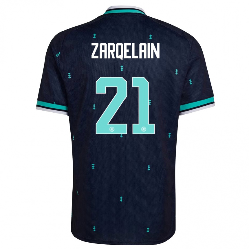 נשים כדורגל גרמניה Fadi Zarqelain #21 כהה כחול שמיים לבן הרחק ג'רזי 26-28