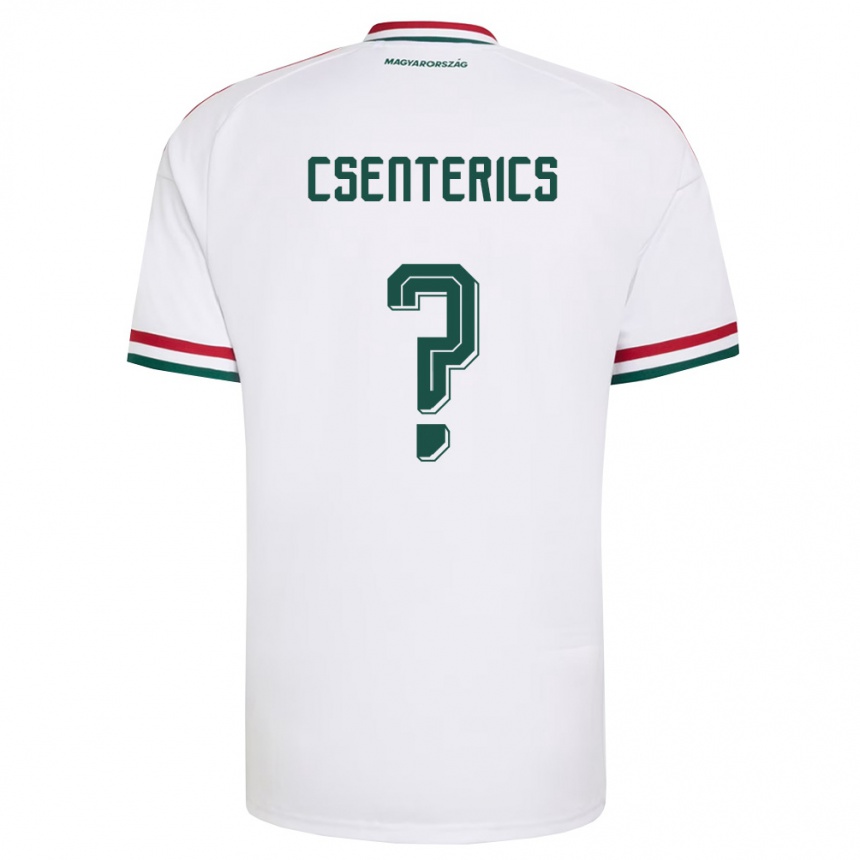 נשים כדורגל הונגריה Adrián Csenterics #0 לבן אדום ירוק הרחק ג'רזי 26-28