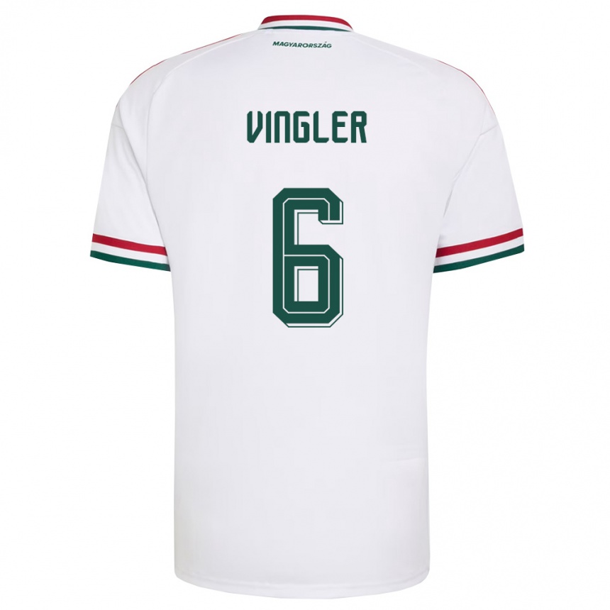 נשים כדורגל הונגריה László Vingler #6 לבן אדום ירוק הרחק ג'רזי 26-28