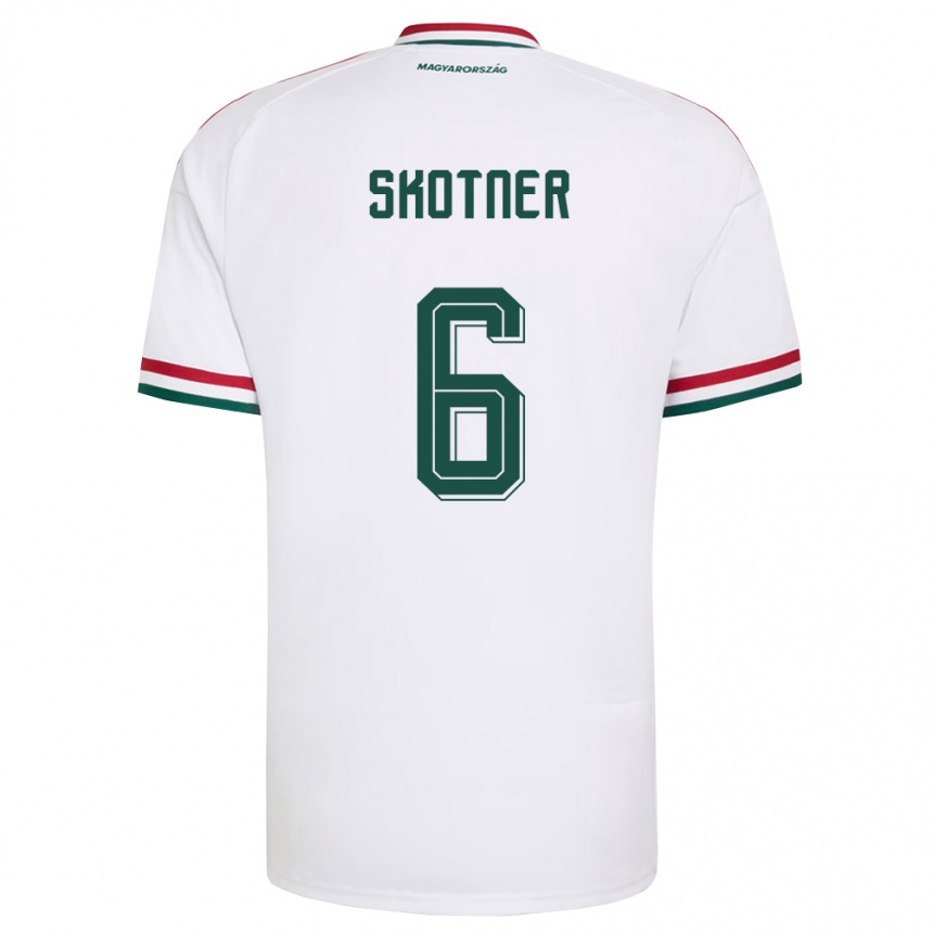 נשים כדורגל הונגריה Zoltán Skotner #6 לבן אדום ירוק הרחק ג'רזי 26-28