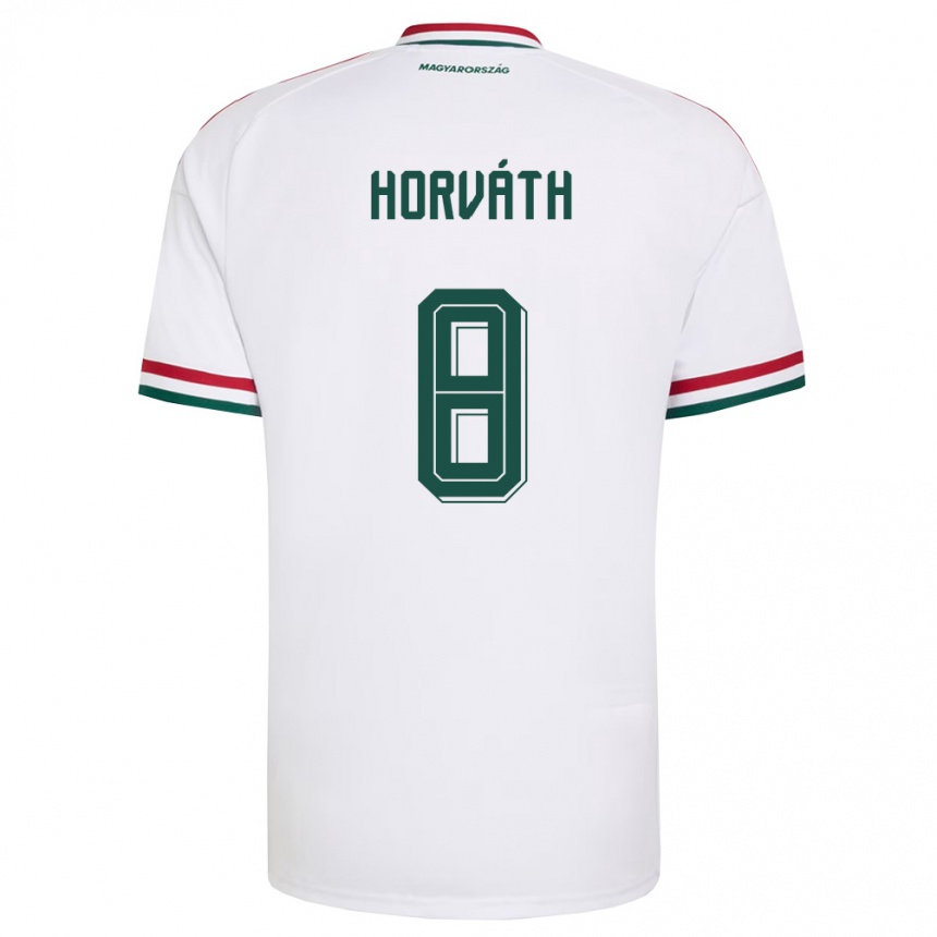 נשים כדורגל הונגריה Áron Horváth #8 לבן אדום ירוק הרחק ג'רזי 26-28