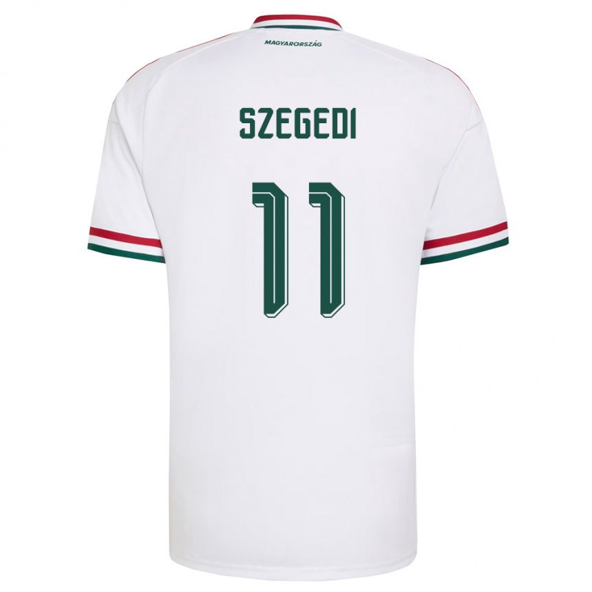 נשים כדורגל הונגריה Botond Szegedi #11 לבן אדום ירוק הרחק ג'רזי 26-28