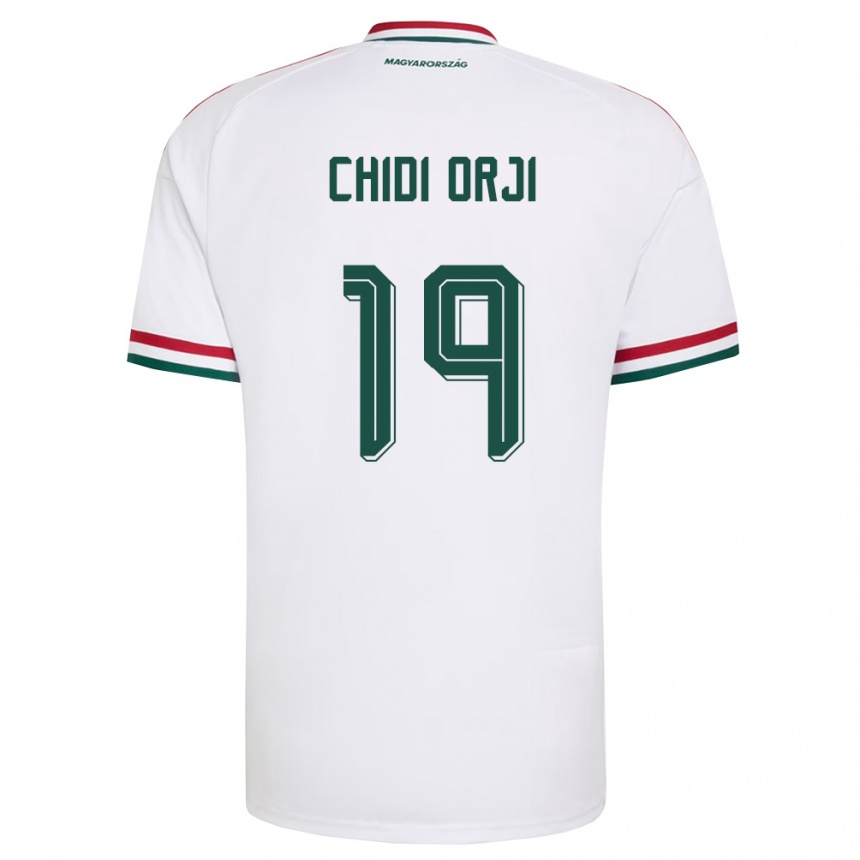 נשים כדורגל הונגריה Dávid Chidi Orji #19 לבן אדום ירוק הרחק ג'רזי 26-28