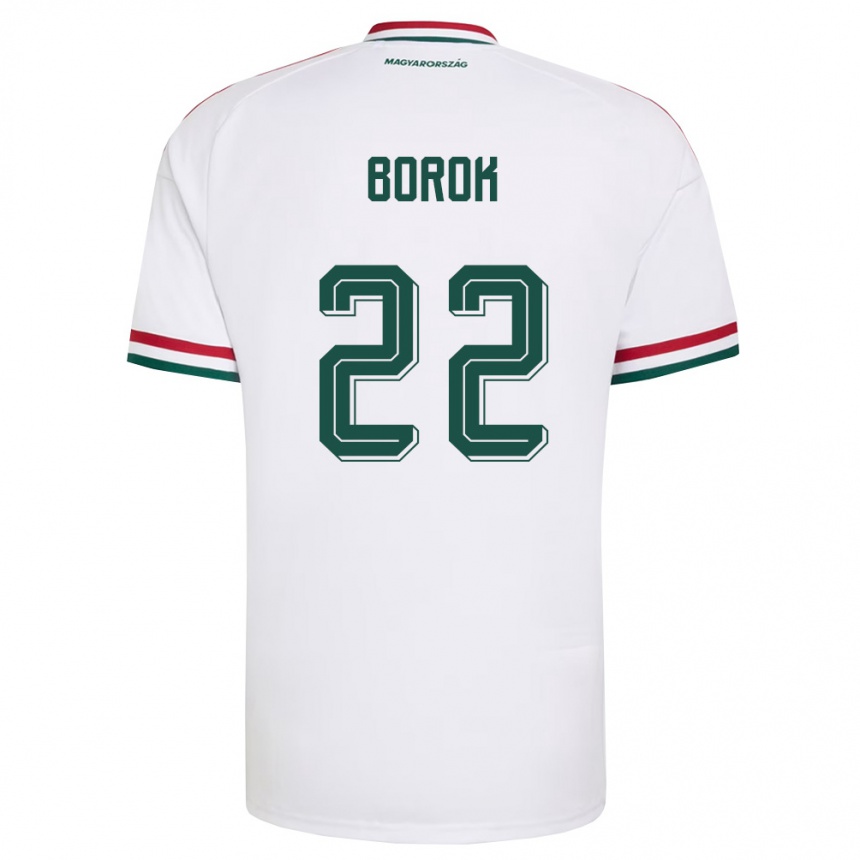 נשים כדורגל הונגריה Dorina Borók #22 לבן אדום ירוק הרחק ג'רזי 26-28