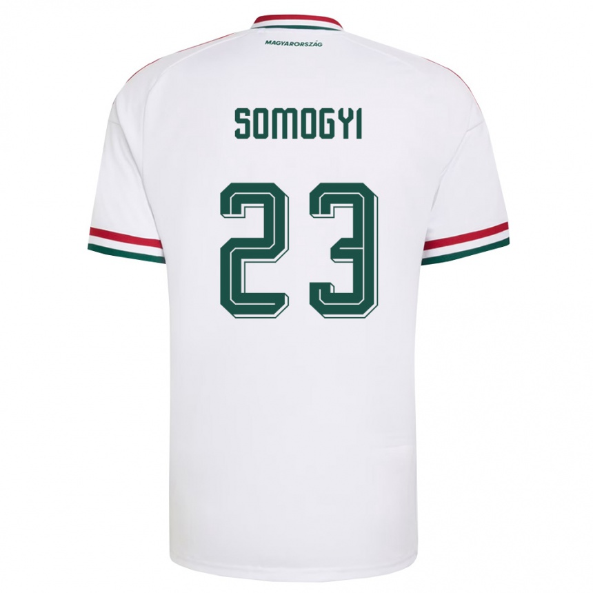 נשים כדורגל הונגריה Tamás Somogyi #23 לבן אדום ירוק הרחק ג'רזי 26-28