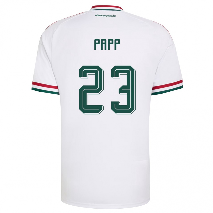 נשים כדורגל הונגריה Luca Papp #23 לבן אדום ירוק הרחק ג'רזי 26-28