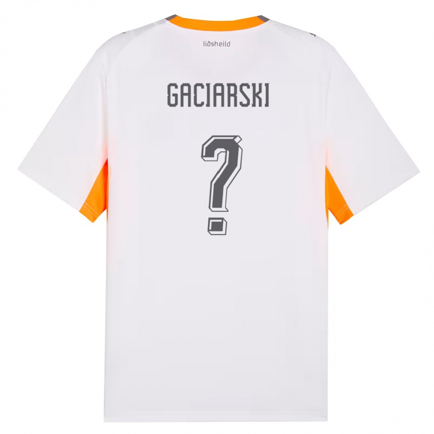 נשים כדורגל אִיסלַנד Viktor Gaciarski #0 לבן כתום אפור הרחק ג'רזי 26-28