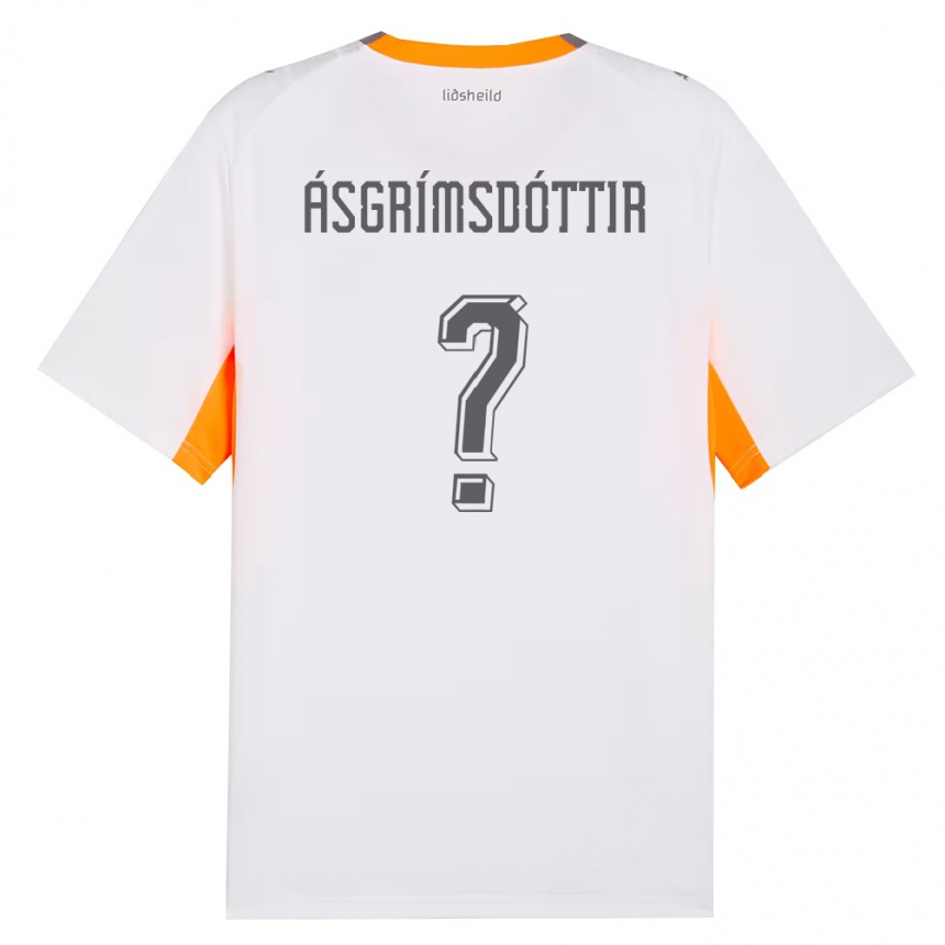 נשים כדורגל אִיסלַנד Arna Ásgrímsdóttir #0 לבן כתום אפור הרחק ג'רזי 26-28