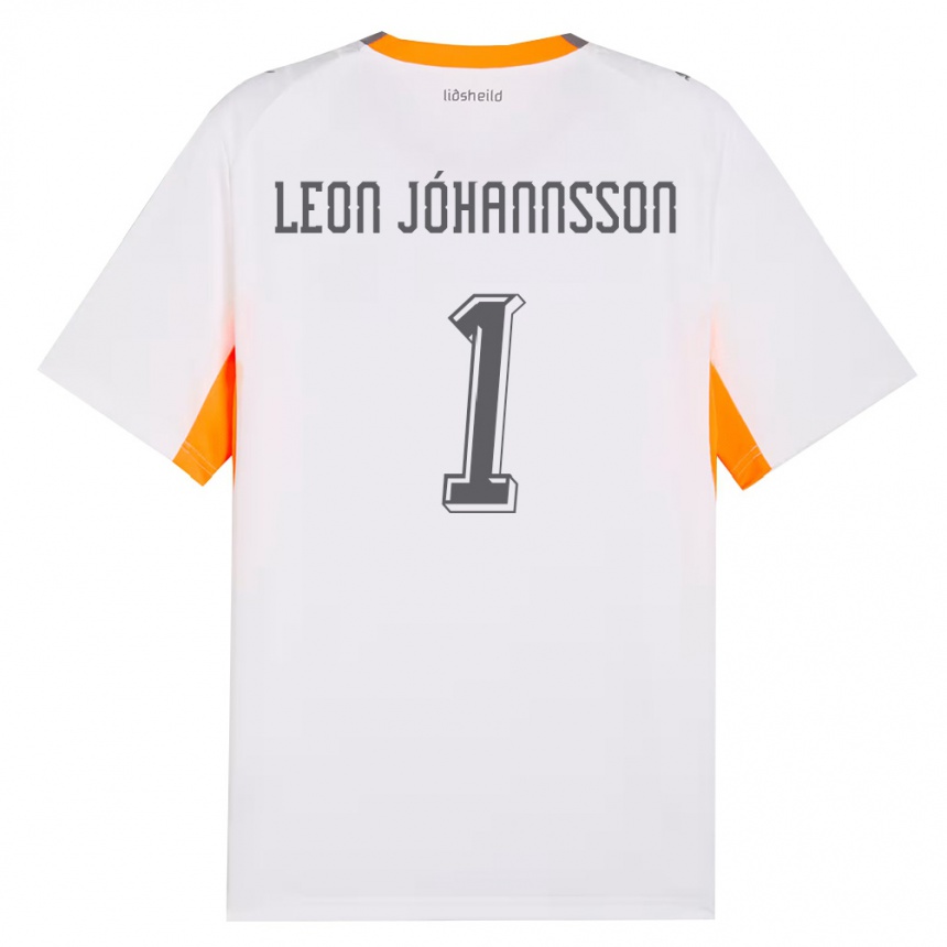 נשים כדורגל אִיסלַנד Marten Leon Jóhannsson #1 לבן כתום אפור הרחק ג'רזי 26-28