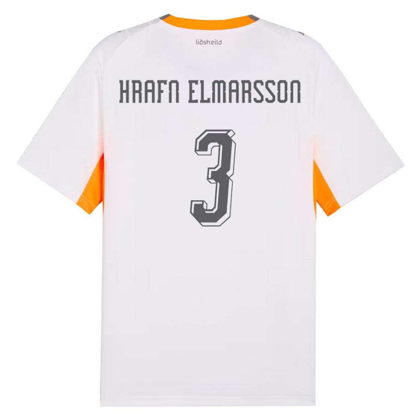 נשים כדורגל אִיסלַנד Leó Hrafn Elmarsson #3 לבן כתום אפור הרחק ג'רזי 26-28