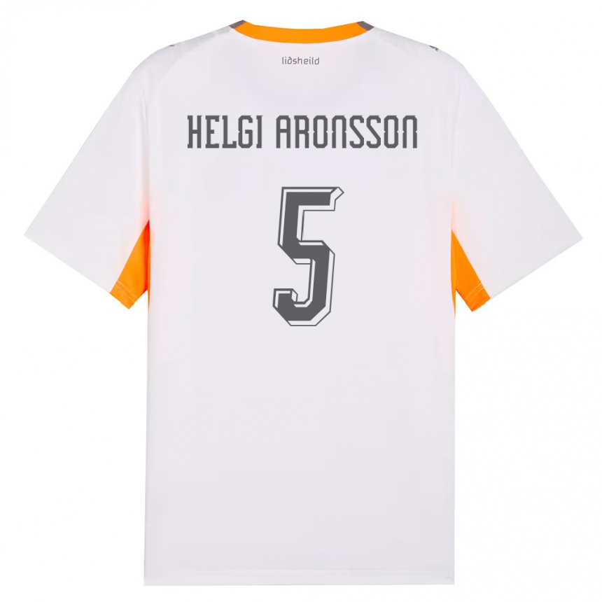 נשים כדורגל אִיסלַנד דייוויד הלגי ארונסון #5 לבן כתום אפור הרחק ג'רזי 26-28