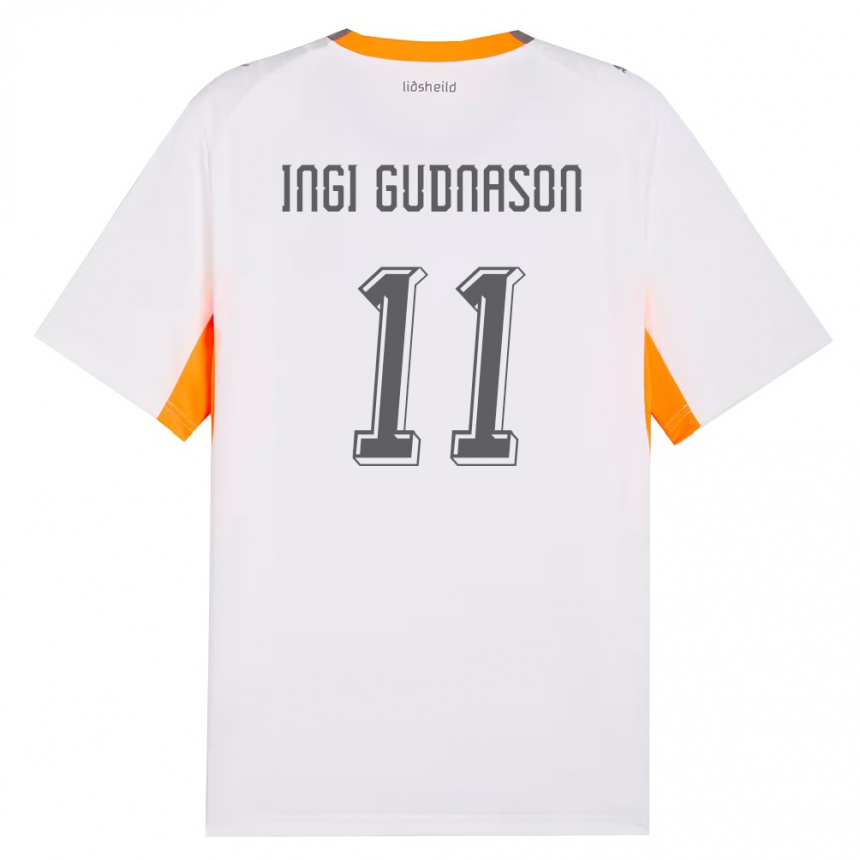 נשים כדורגל אִיסלַנד Freysteinn Ingi Gudnason #11 לבן כתום אפור הרחק ג'רזי 26-28