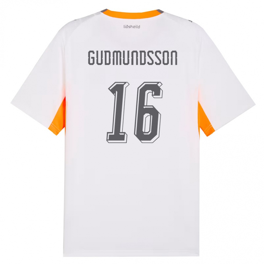 נשים כדורגל אִיסלַנד Jón Breki Gudmundsson #16 לבן כתום אפור הרחק ג'רזי 26-28