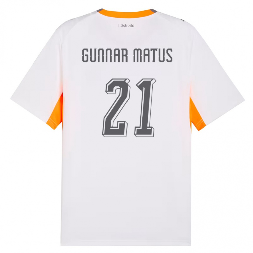 נשים כדורגל אִיסלַנד Aron Gunnar Matus #21 לבן כתום אפור הרחק ג'רזי 26-28