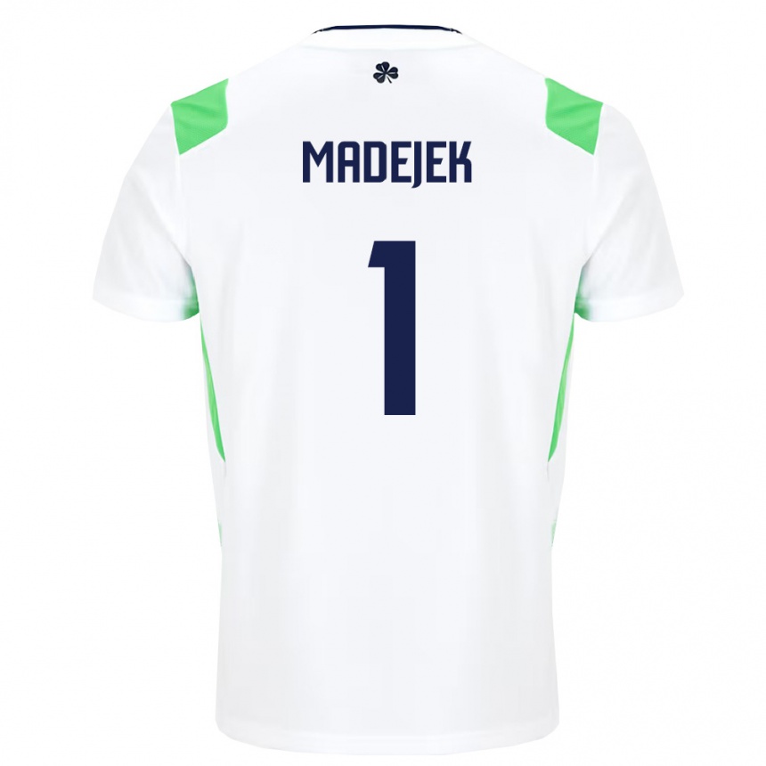 נשים כדורגל אירלנד Adam Madejek #1 לבן ירוק בהיר הרחק ג'רזי 26-28