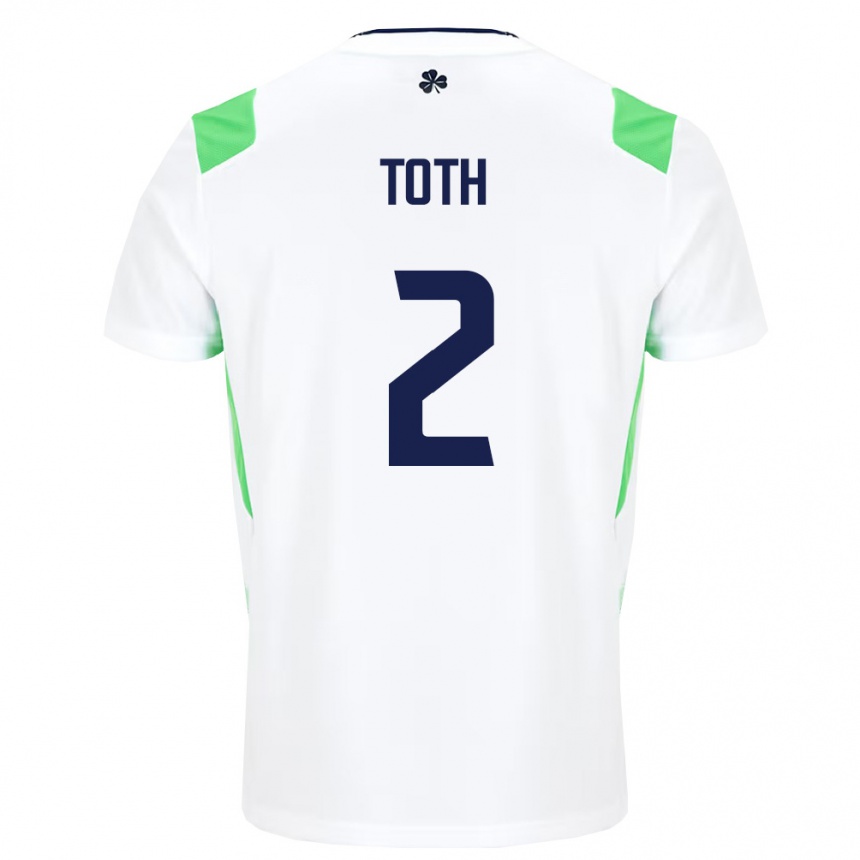 נשים כדורגל אירלנד Patrick Toth #2 לבן ירוק בהיר הרחק ג'רזי 26-28
