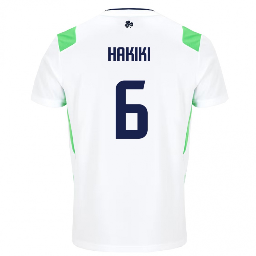 נשים כדורגל אירלנד Jad Hakiki #6 לבן ירוק בהיר הרחק ג'רזי 26-28