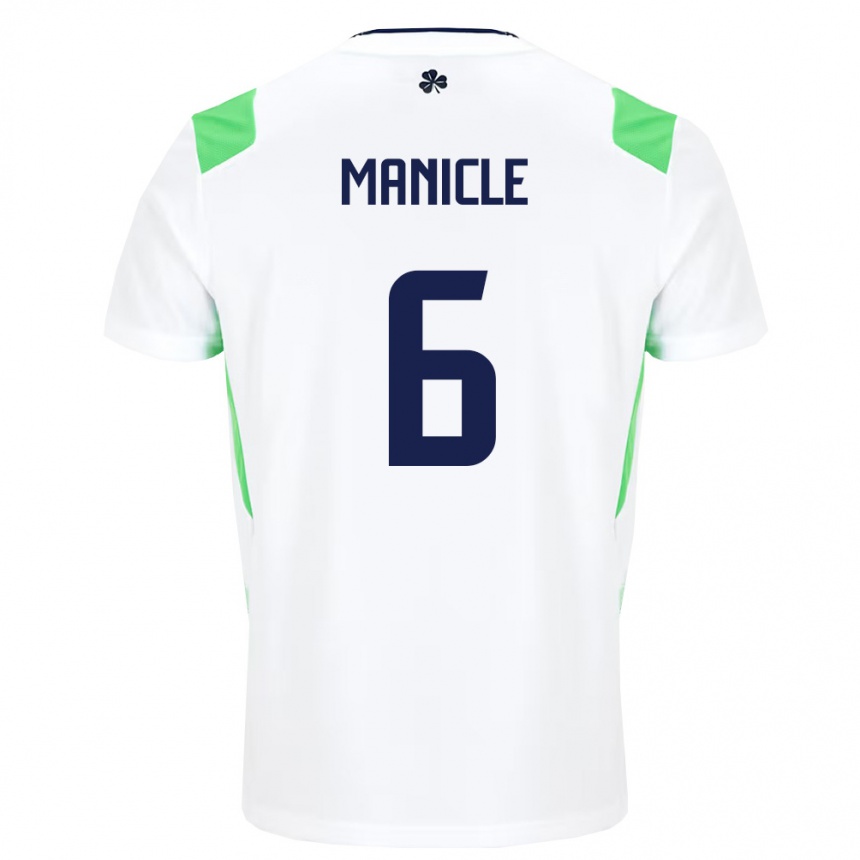 נשים כדורגל אירלנד Joe Manicle #6 לבן ירוק בהיר הרחק ג'רזי 26-28