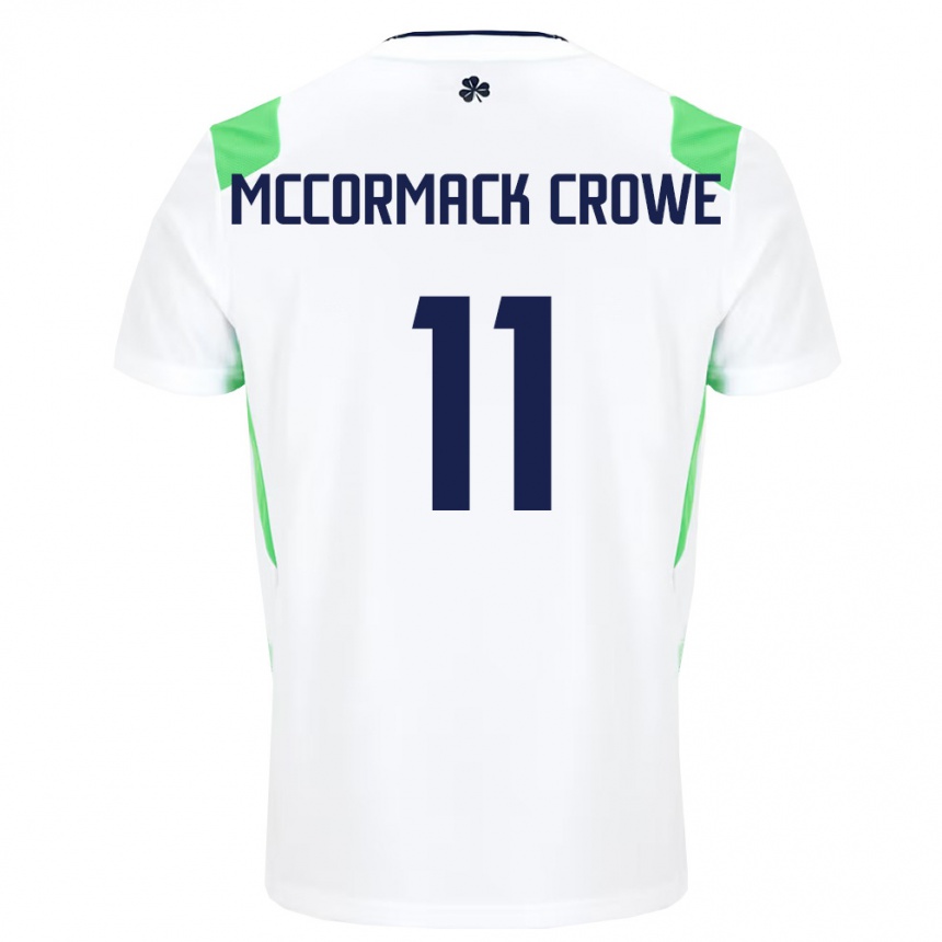 נשים כדורגל אירלנד Fionn Mccormack Crowe #11 לבן ירוק בהיר הרחק ג'רזי 26-28