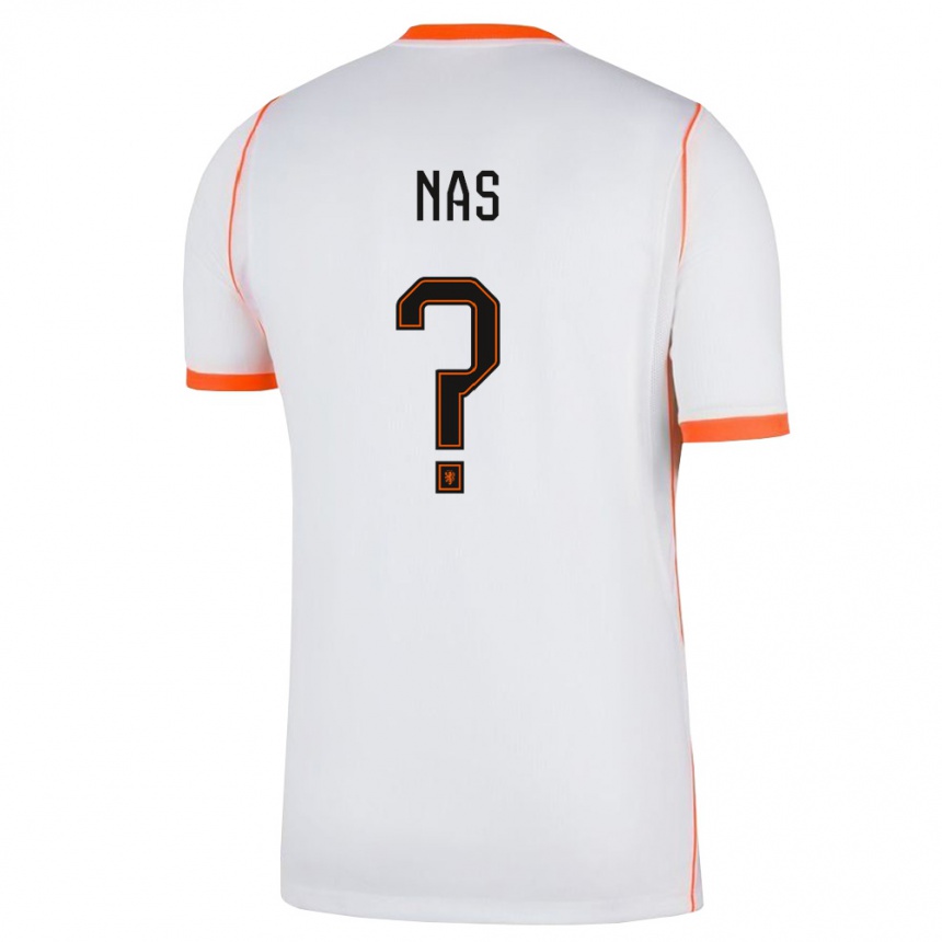 נשים כדורגל הולנד לוקה נאס #0 לבן כתום הרחק ג'רזי 26-28