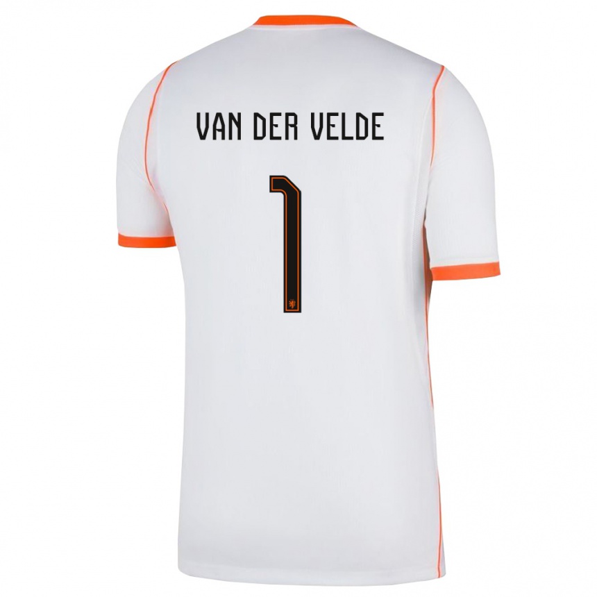 נשים כדורגל הולנד Valentijn Van Der Velde #1 לבן כתום הרחק ג'רזי 26-28