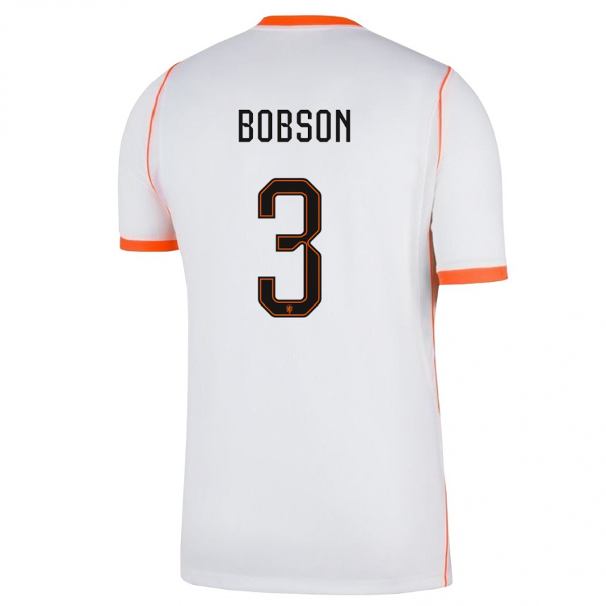 נשים כדורגל הולנד Ersien Bobson #3 לבן כתום הרחק ג'רזי 26-28