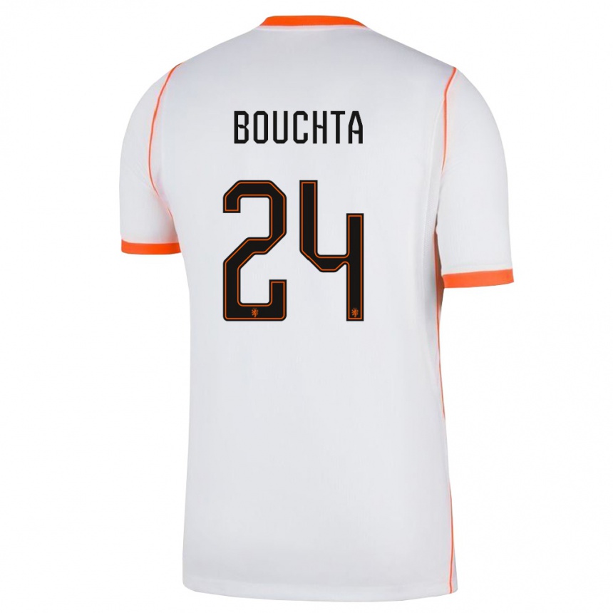 נשים כדורגל הולנד Dani Bouchta #24 לבן כתום הרחק ג'רזי 26-28