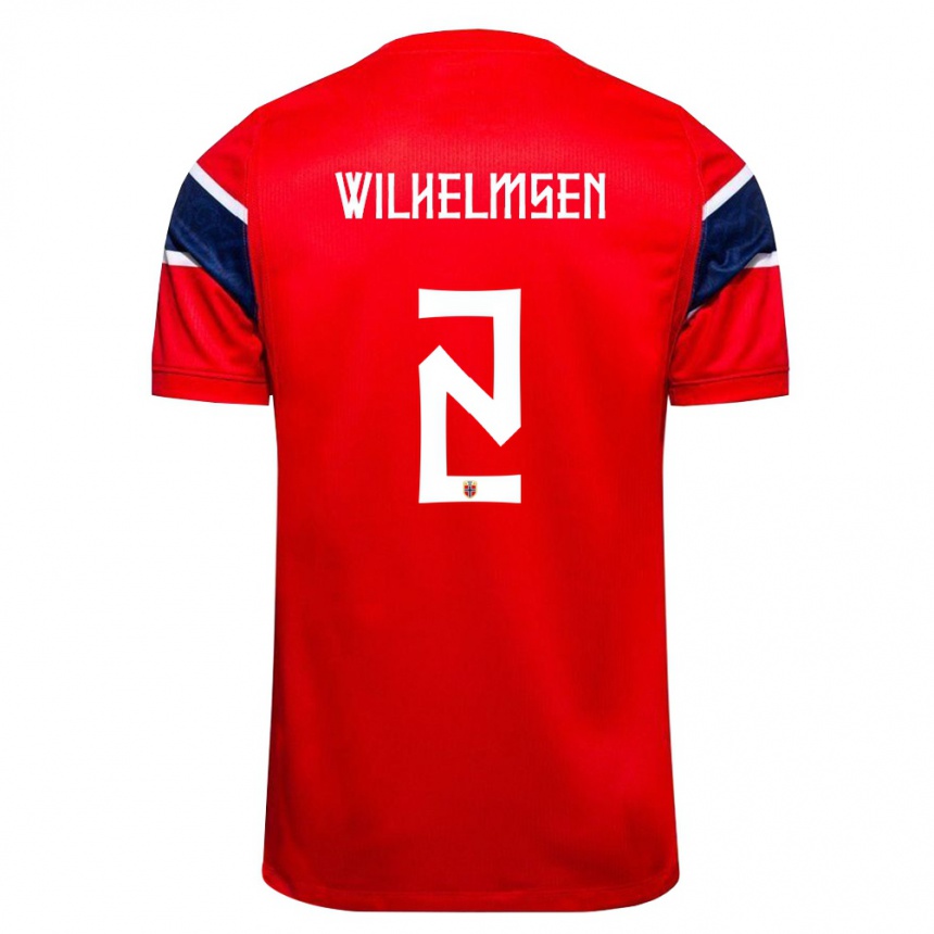 ילדים כדורגל נורבגיה Andreas Wilhelmsen #2 אדום כהה לבן ג'רזי ביתית 26-28