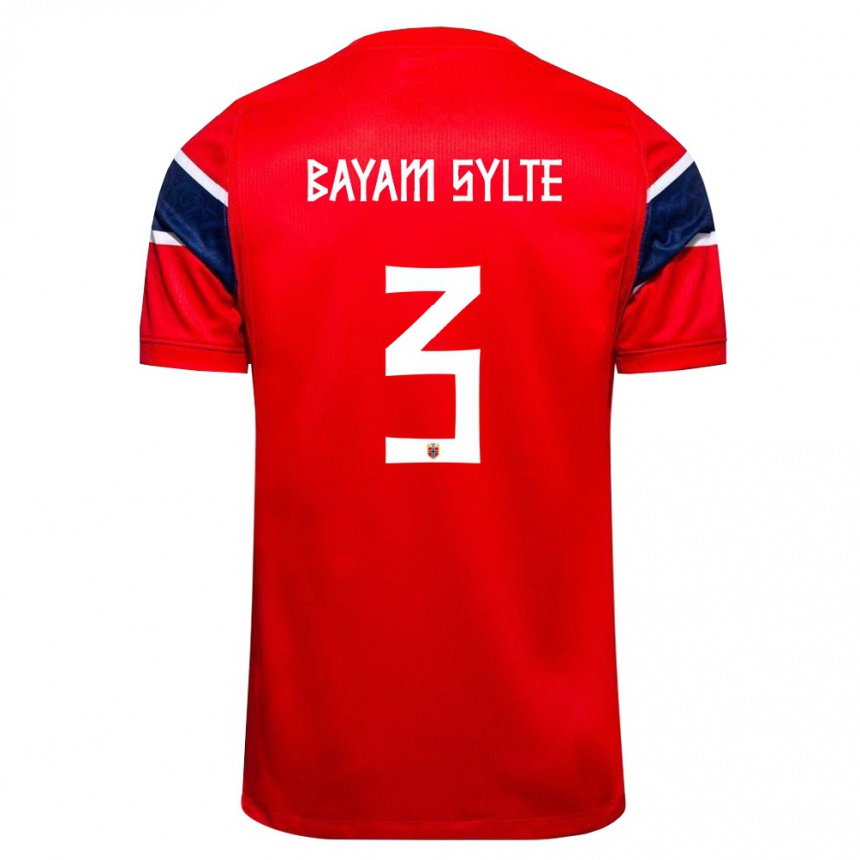 ילדים כדורגל נורבגיה Daniel Bayam Sylte #3 אדום כהה לבן ג'רזי ביתית 26-28