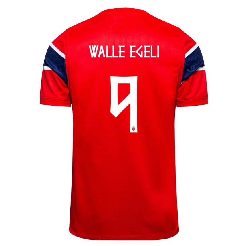 ילדים כדורגל נורבגיה Sindre Walle Egeli #9 אדום כהה לבן ג'רזי ביתית 26-28
