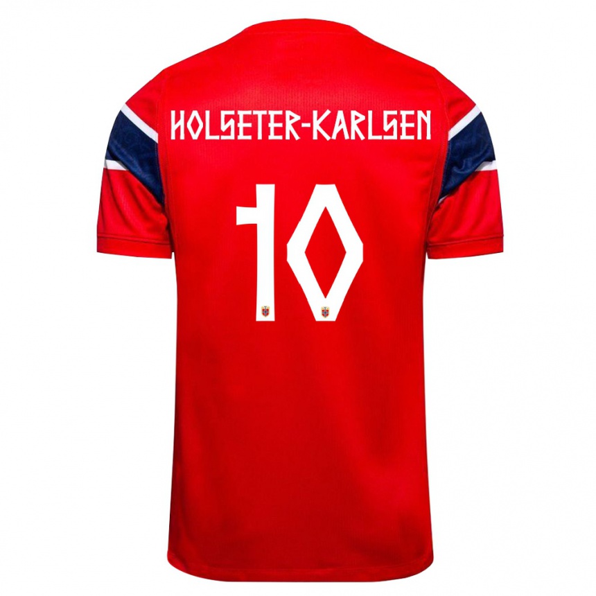 ילדים כדורגל נורבגיה Philip Holseter-Karlsen #10 אדום כהה לבן ג'רזי ביתית 26-28