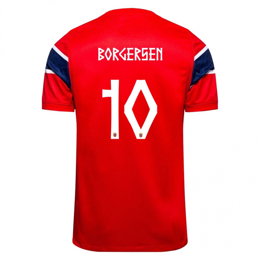 ילדים כדורגל נורבגיה Aleksander Borgersen #10 אדום כהה לבן ג'רזי ביתית 26-28