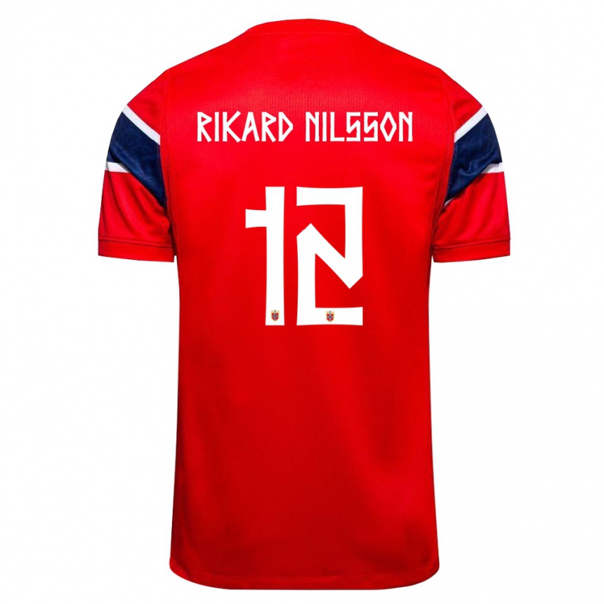 ילדים כדורגל נורבגיה Oskar Rikard Nilsson #12 אדום כהה לבן ג'רזי ביתית 26-28