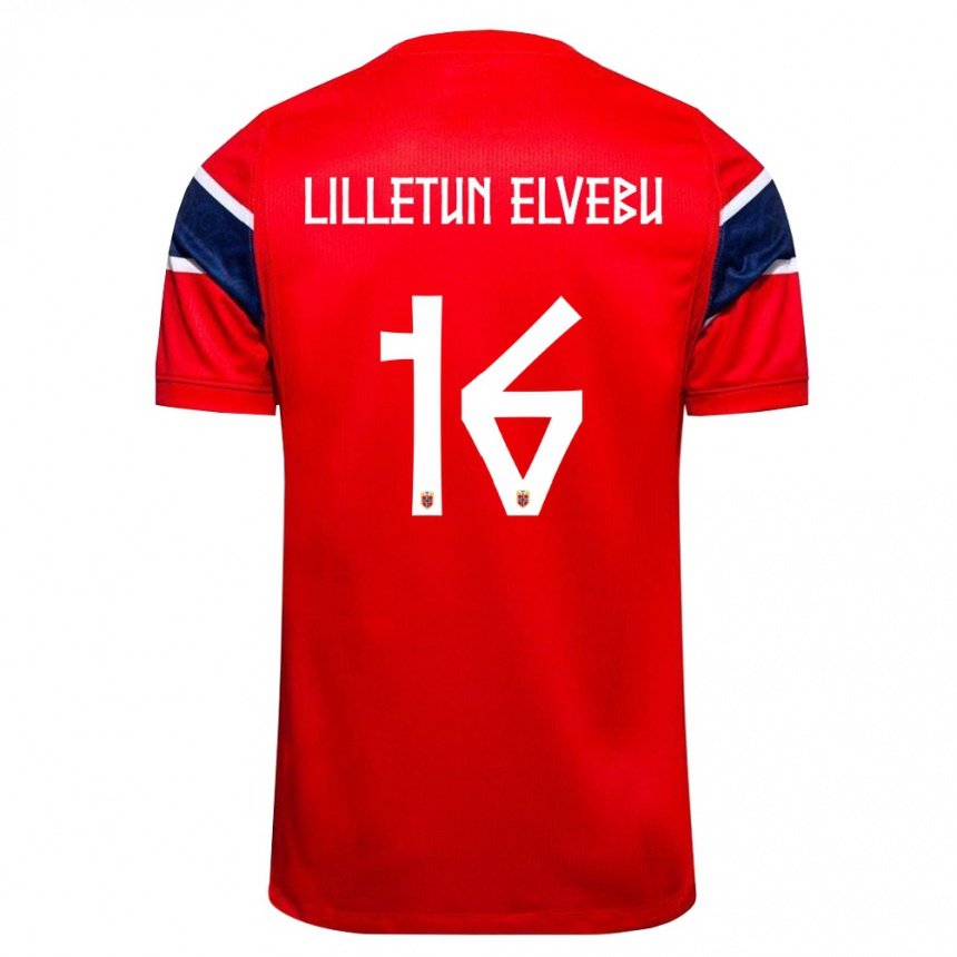 ילדים כדורגל נורבגיה Aleksander Lilletun Elvebu #16 אדום כהה לבן ג'רזי ביתית 26-28