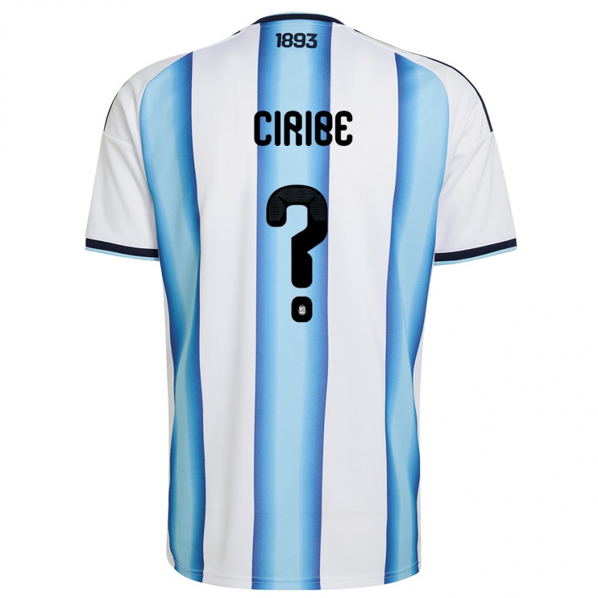 ילדים כדורגל ארגנטינה Patricio Ciribe #0 לבן כחול שמיים כהה ג'רזי ביתית 26-28