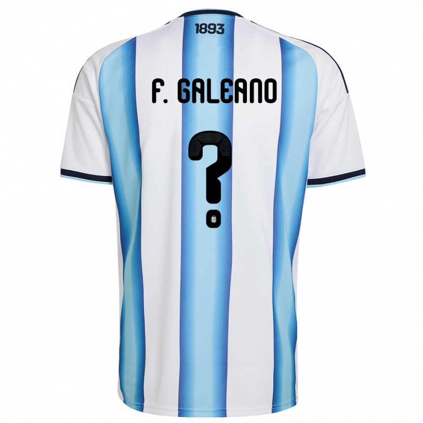 ילדים כדורגל ארגנטינה Facundo Galeano #0 לבן כחול שמיים כהה ג'רזי ביתית 26-28