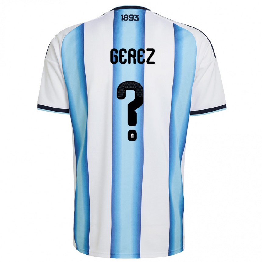 ילדים כדורגל ארגנטינה Mariano Gerez #0 לבן כחול שמיים כהה ג'רזי ביתית 26-28