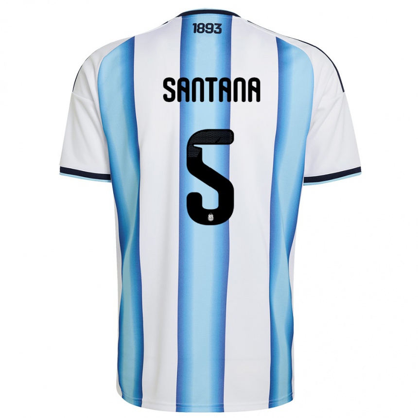 ילדים כדורגל ארגנטינה ונסה סנטנה #5 לבן כחול שמיים כהה ג'רזי ביתית 26-28