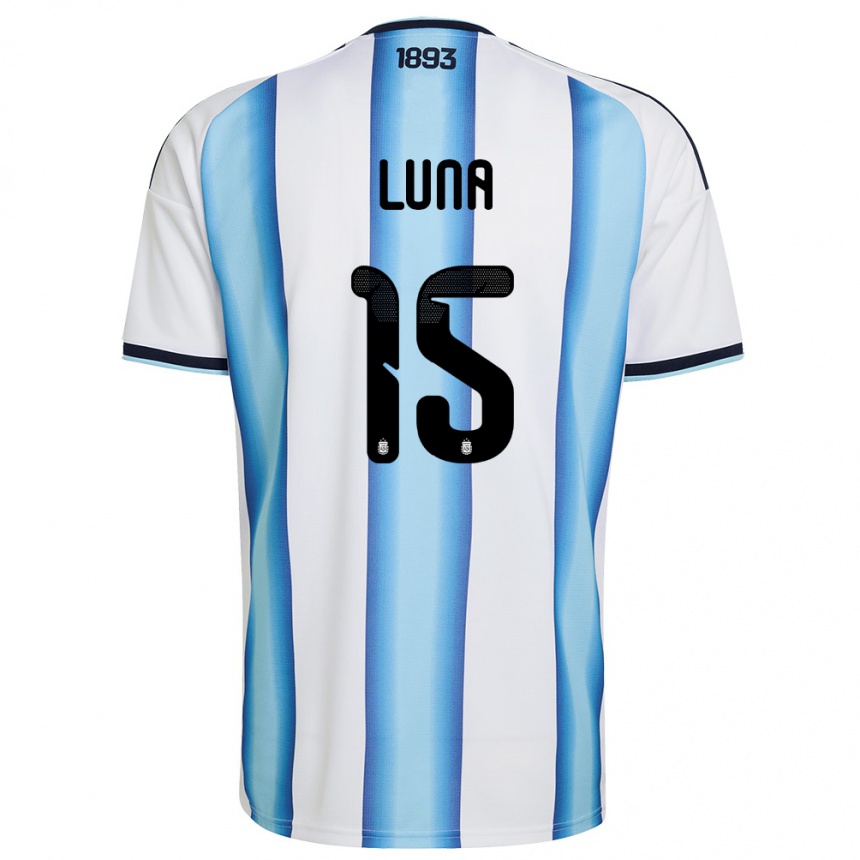 ילדים כדורגל ארגנטינה אלכס לונה #15 לבן כחול שמיים כהה ג'רזי ביתית 26-28