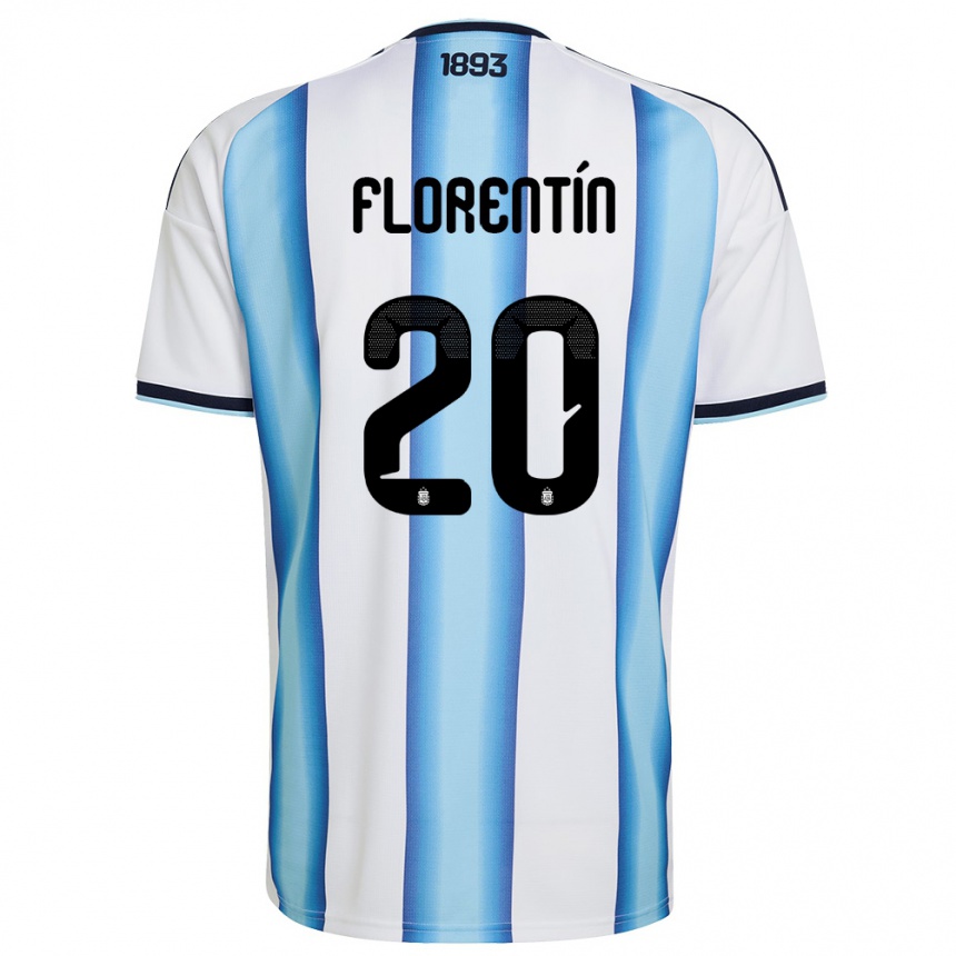 ילדים כדורגל ארגנטינה Ciro Florentín #20 לבן כחול שמיים כהה ג'רזי ביתית 26-28
