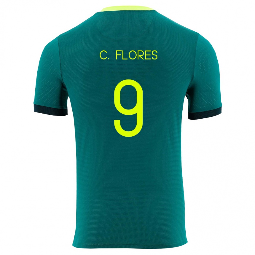 ילדים כדורגל בוליביה Cesar Flores #9 ירוק צהוב שחור ג'רזי ביתית 26-28