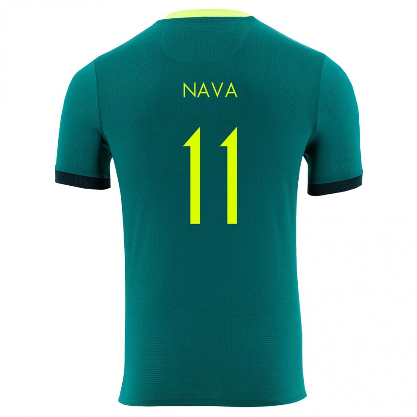 ילדים כדורגל בוליביה Fernando Nava #11 ירוק צהוב שחור ג'רזי ביתית 26-28