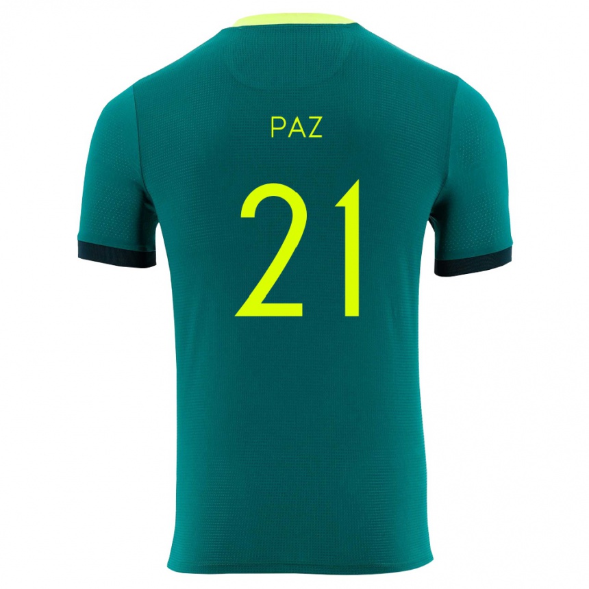 ילדים כדורגל בוליביה Luis Paz #21 ירוק צהוב שחור ג'רזי ביתית 26-28