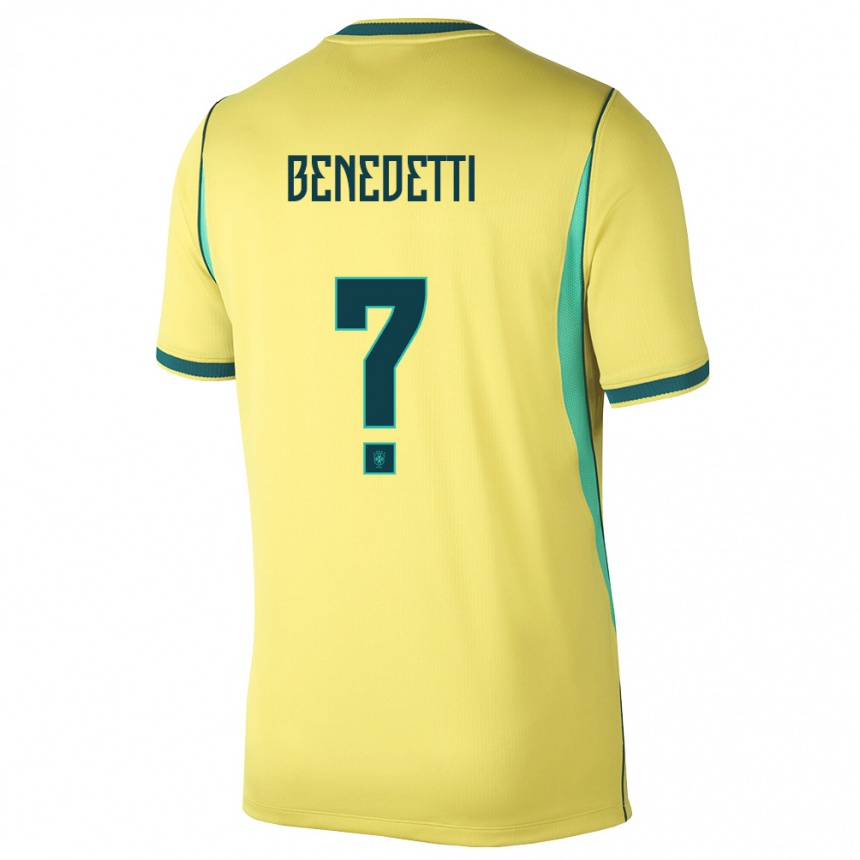 ילדים כדורגל ברזיל Luis Benedetti #0 צהוב ירוק ג'רזי ביתית 26-28