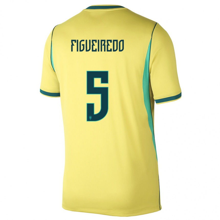 ילדים כדורגל ברזיל ויטור פיגרדו #5 צהוב ירוק ג'רזי ביתית 26-28