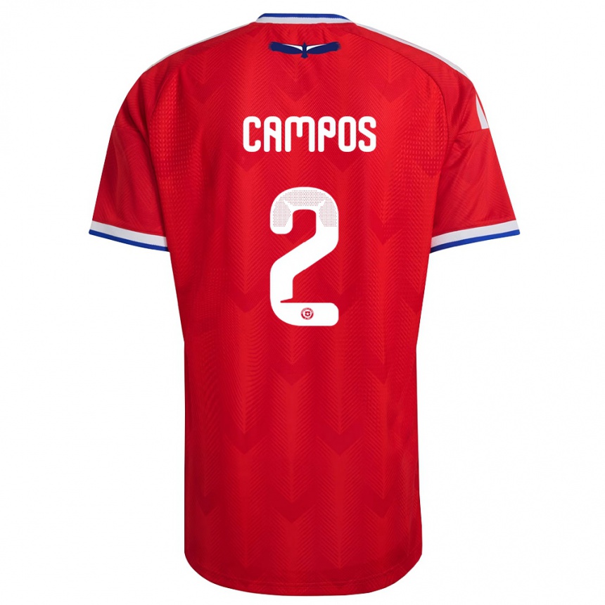ילדים כדורגל צ'ילה Víctor Campos #2 אדום לבן כחול ג'רזי ביתית 26-28