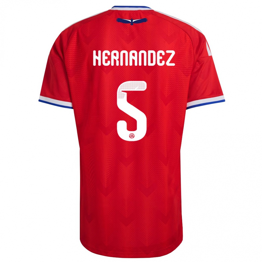 ילדים כדורגל צ'ילה Monserrat Hernández #5 אדום לבן כחול ג'רזי ביתית 26-28